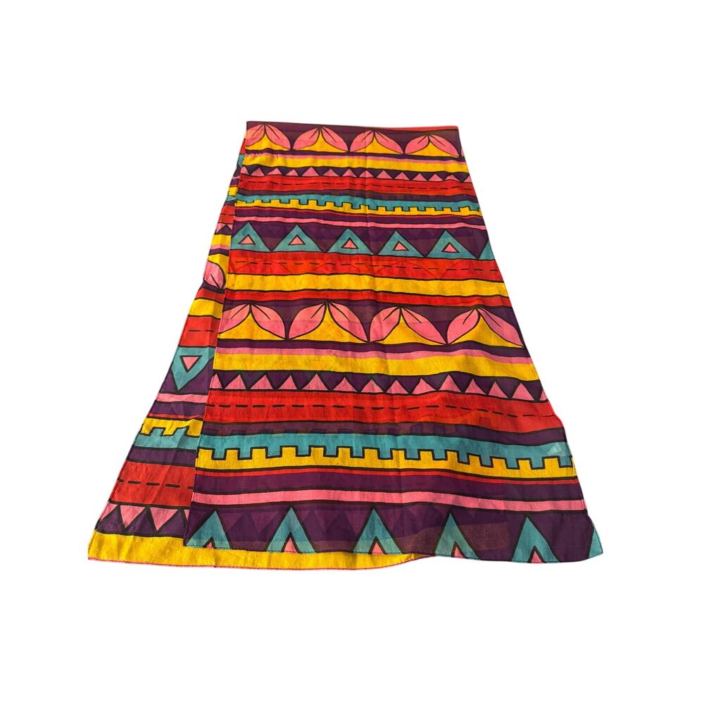 Vintage Multicolor Geometric Pattern Scarf Made of Vintage